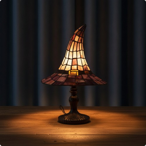 Stained glass witch hat lamp - stained,