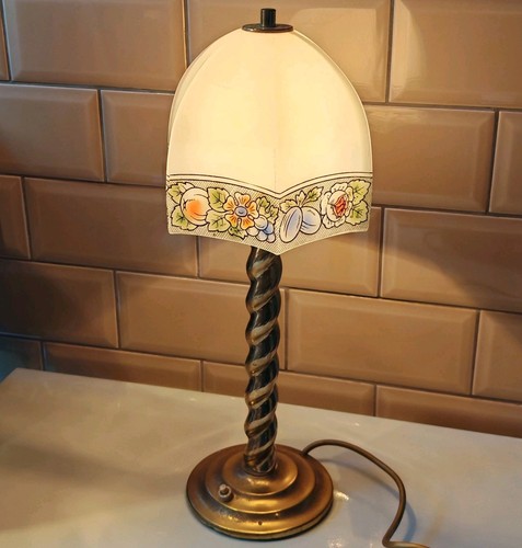 Vintage glass brass lamp with - brass,