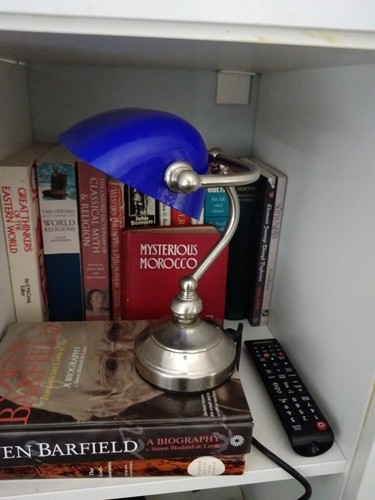 Blue metal glass - , desk